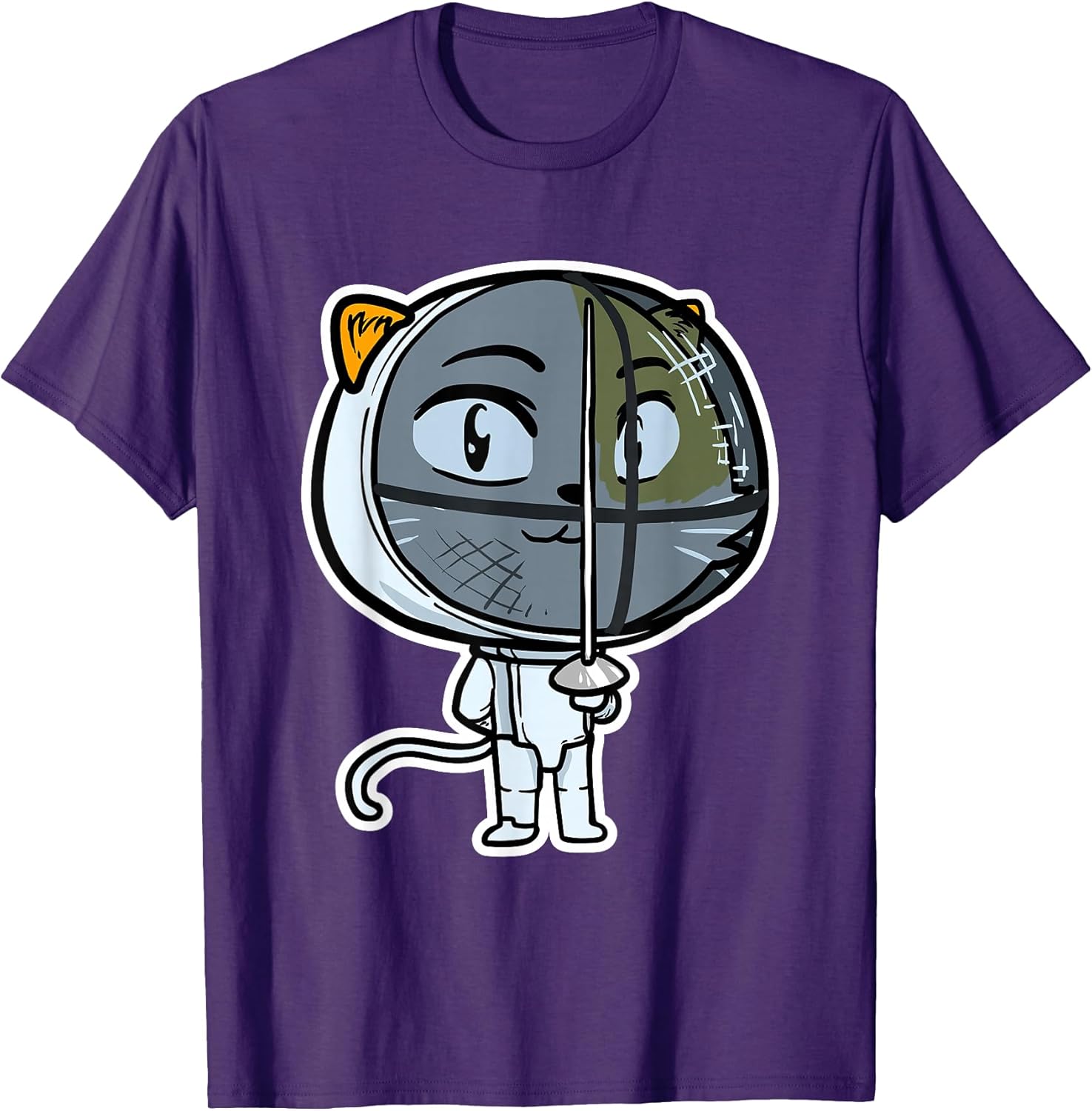 Cute Kawaii Cat Fencing Fencer Cat Lovers T-Shirt for Men Women Girls Kids