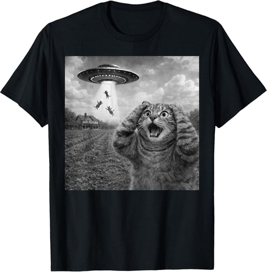 Surprise Cat Selfie UFO Apparel Gifts Graphic Tees