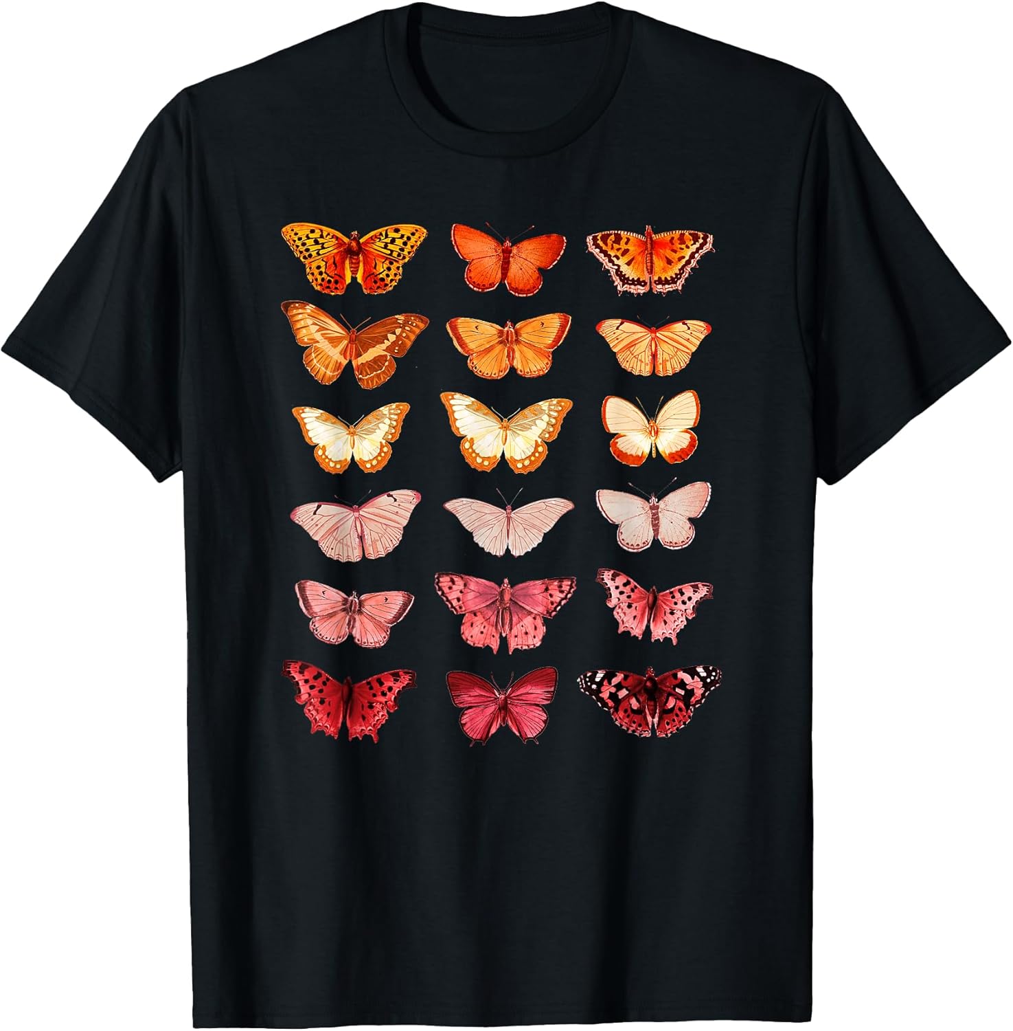 Lesbian Flag Colour Butterfly Subtle Sapphic Pride Aesthetic T-Shirt