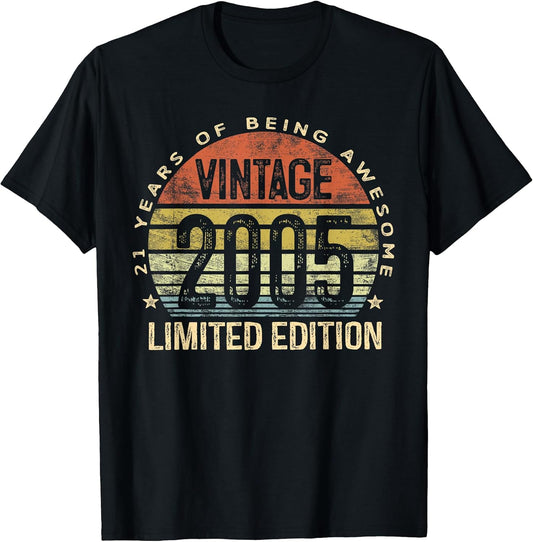 Vintage 2005 Limited Edition 21-Year-Old 21st Birthday T-Shirt
