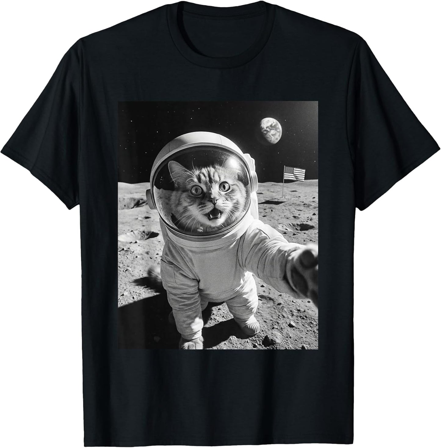 Cat Astronaut Selfie On The Moon Funny Cats Lover T-Shirt