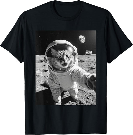 Cat Astronaut Selfie On The Moon Funny Cats Lover T-Shirt