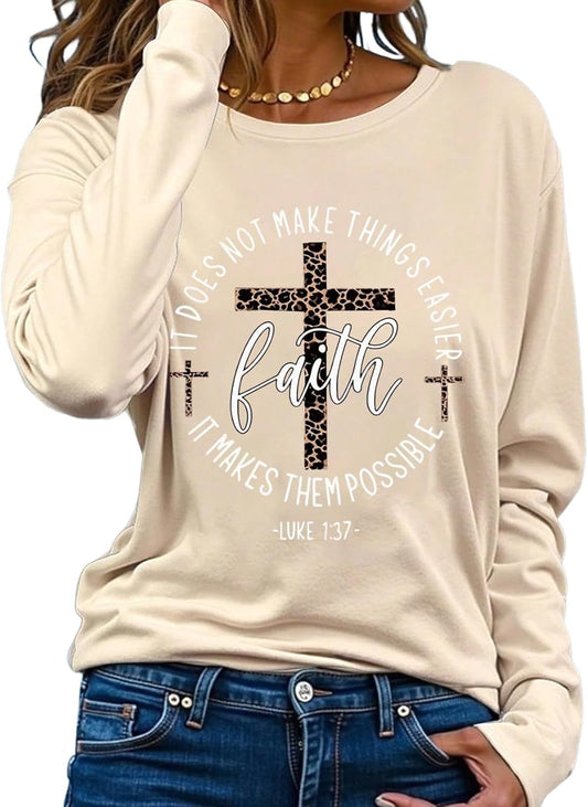 Women's Bible Verse Jesus Lightweight Sweatshirt Religious Cross Graphic Faith T Shirts Pullover