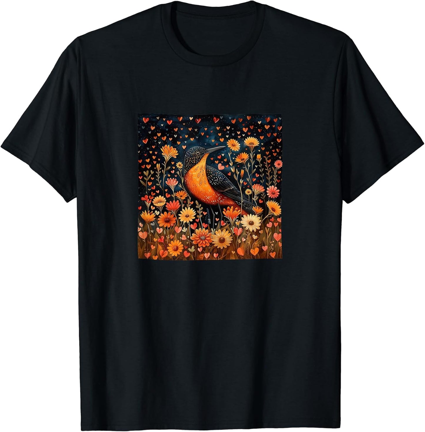 Curlew Flowers With Hearts Around Boho Merch