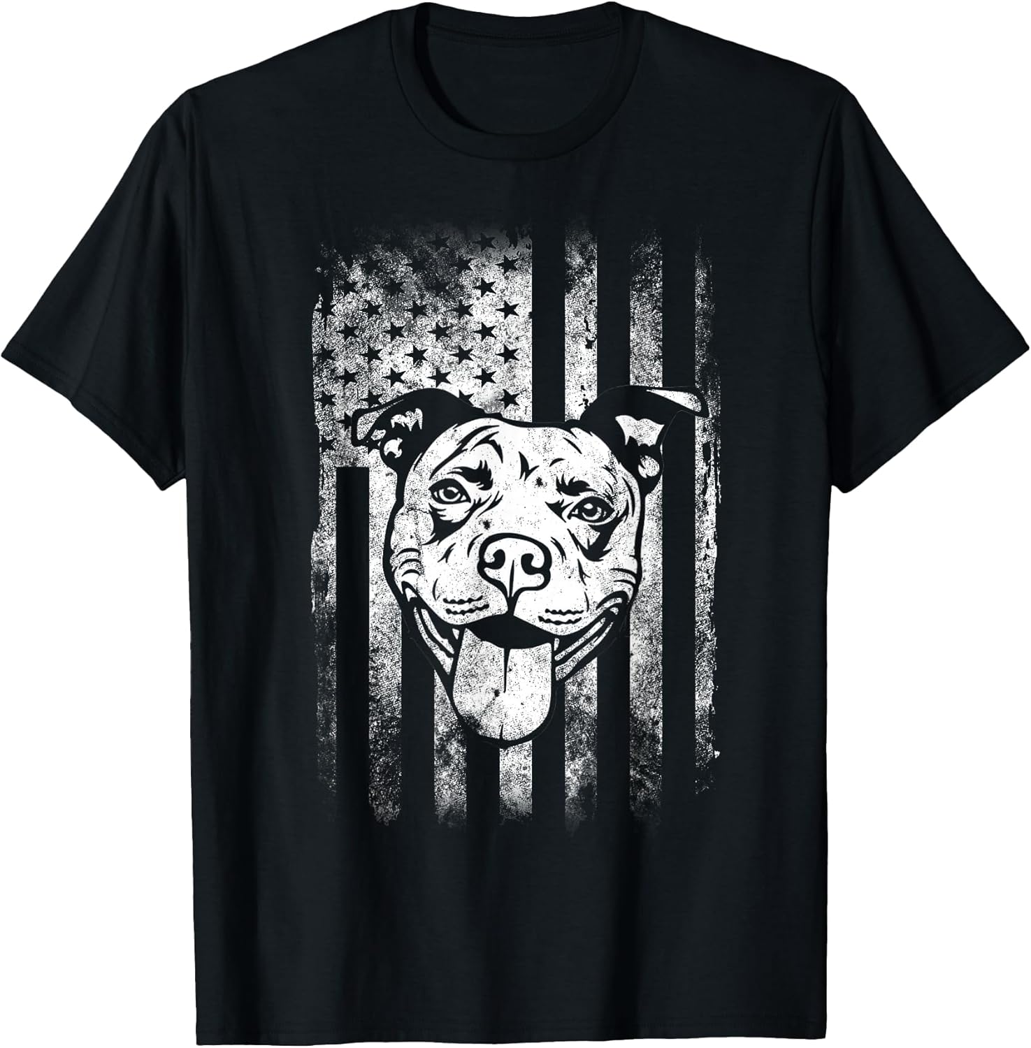 Patriotic Pitbull American Flag Dog Lover T-Shirt Small