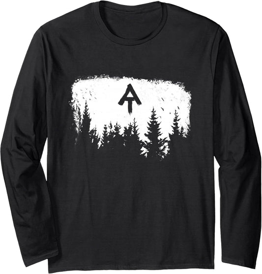 White Blaze Appalachian AT Trail Minimalist Pine Tree Hike Long Sleeve T-Shirt