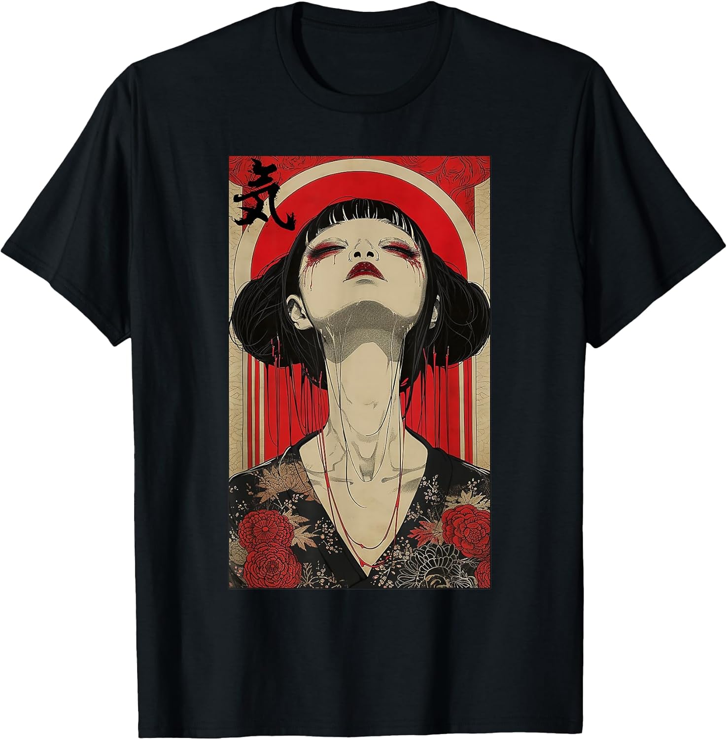 Japanese Geisha Woman Art Kanji Tokyo Japan Hanami Anime T-Shirt