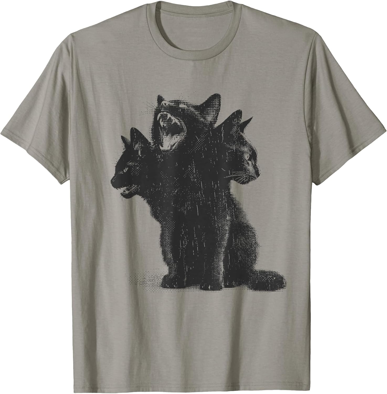 3 Headed Cat Vintage Grunge Alt 90s Halloween Goth Horror T-Shirt
