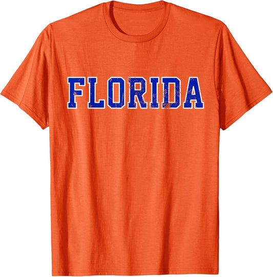 Vintage Florida Mens Florida Womens Orange Retro Worn FL T-Shirt