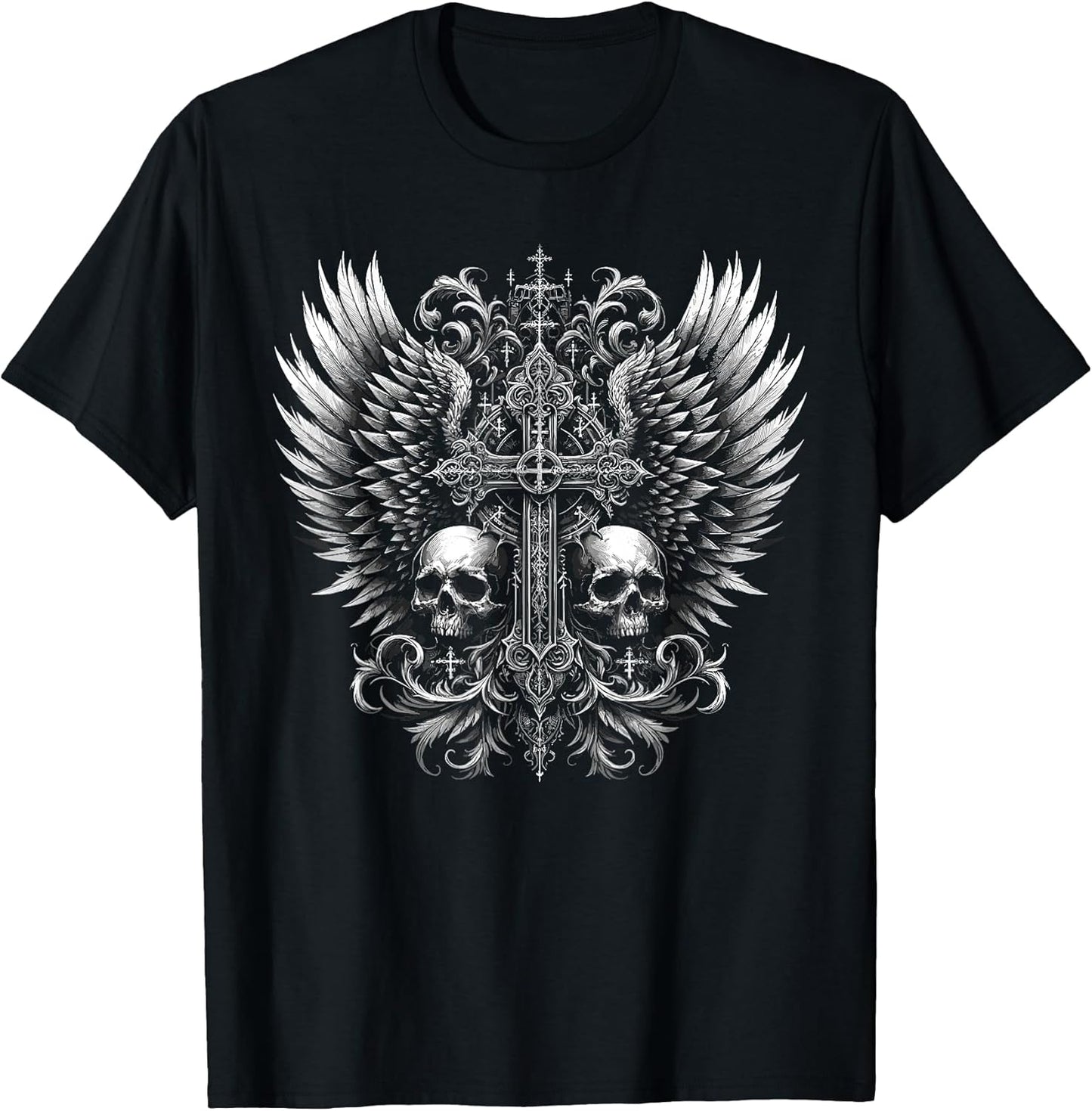 Emo Y2K Grunge Aesthetic Alt Goth Skull Cross Gothic T-Shirt