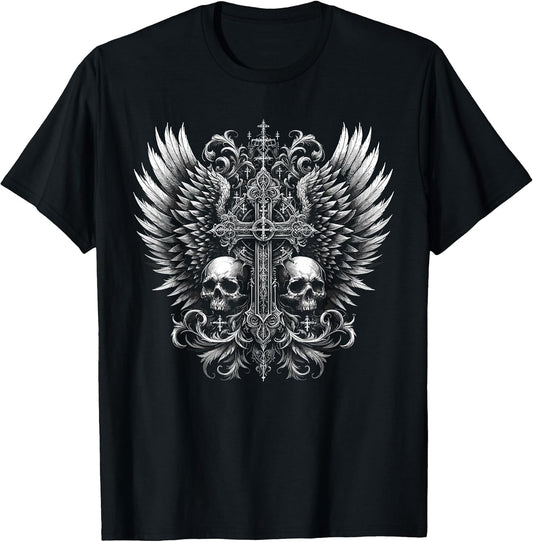 Emo Y2K Grunge Aesthetic Alt Goth Skull Cross Gothic T-Shirt
