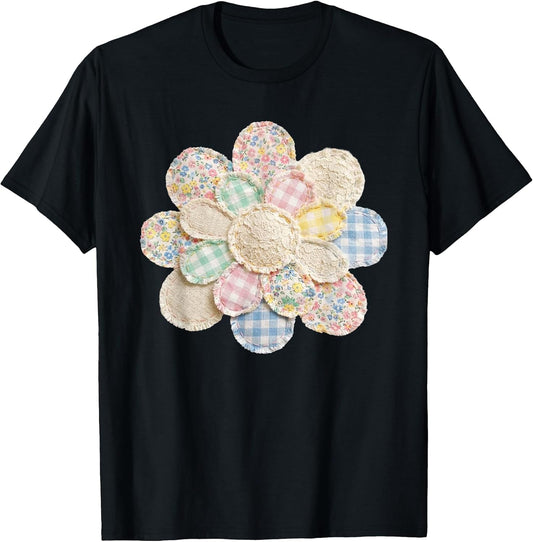 Patchwork Daisy Aesthetic Flower Spring T-Shirt