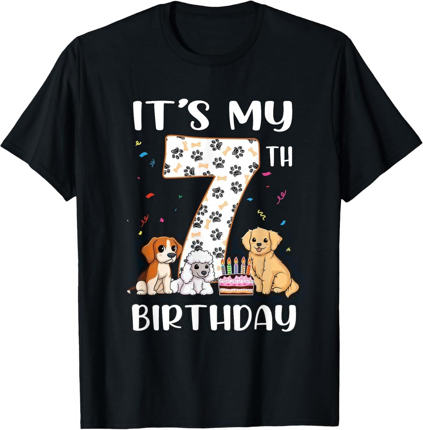 It's My 7th Birthday Dog Lover Theme 7 Years Old Puppy Dogs T-Shirt