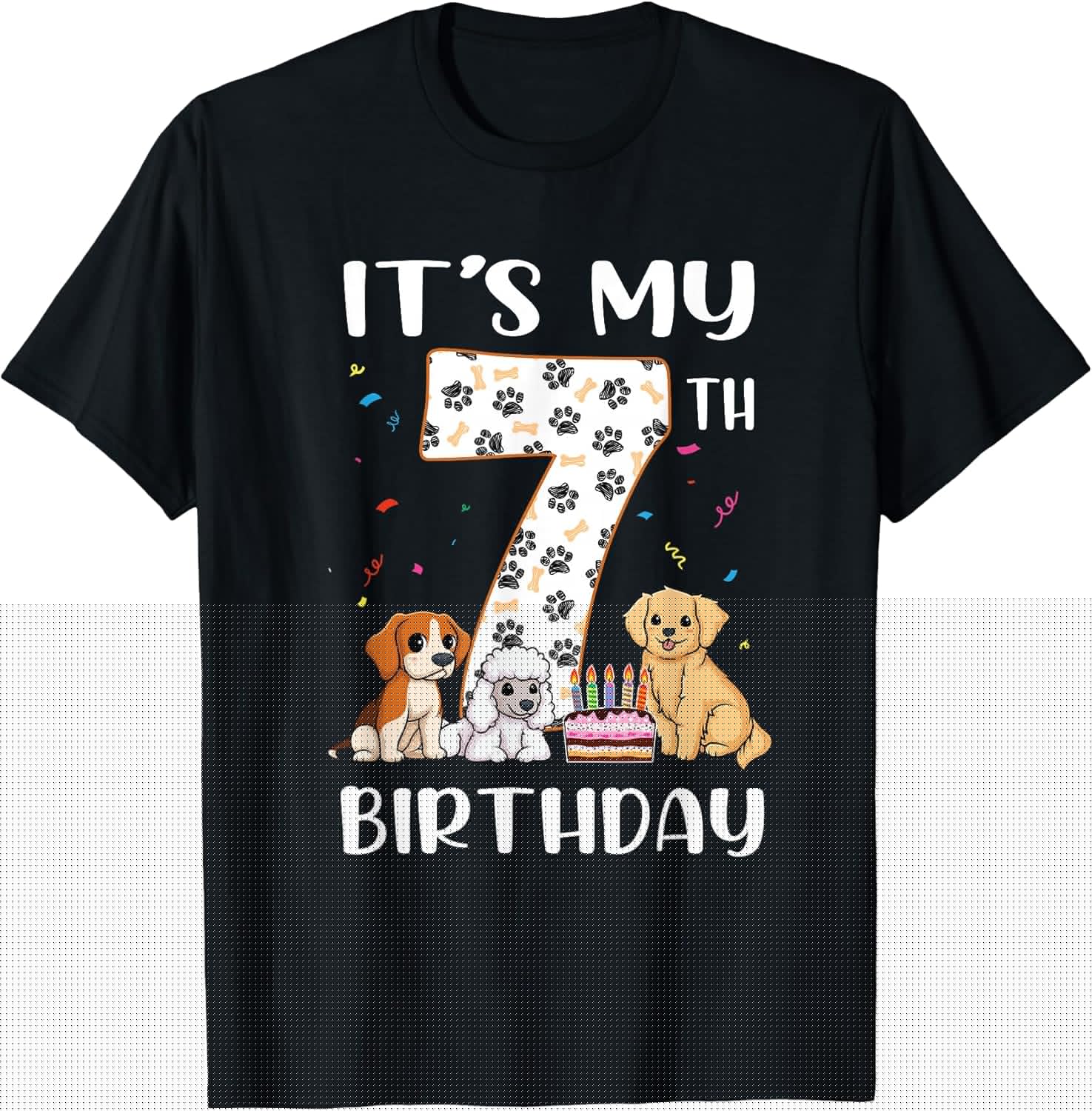 It's My 7th Birthday Dog Lover Theme 7 Years Old Puppy Dogs T-Shirt