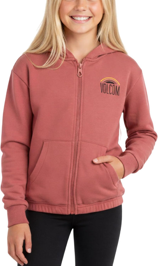 Girls Zip Up Hoodie - Cozy Fleece Zip Up Graphic Hooded Sweatshirt for Girls with Kangaroo Pockets and Ribbed Cuffs