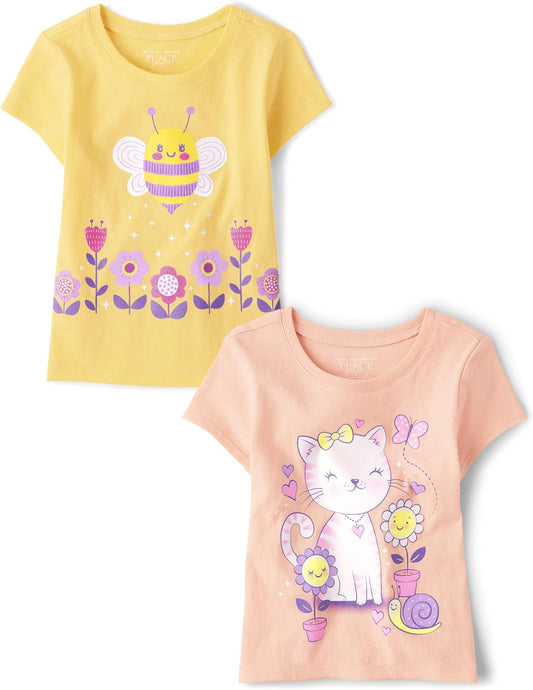 Baby Girls' and Toddler Unicorns,Butterflies,Trends Short Sleeve Graphic T-Shirts,3 Pack