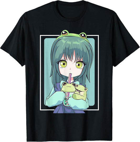 Manga Anime Boba Tea Frog Girl