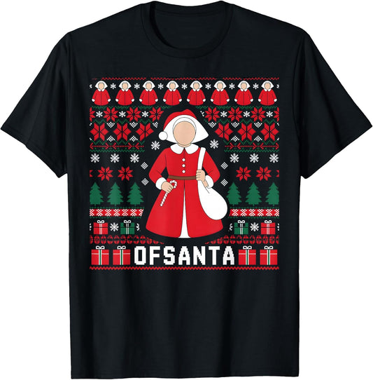 Handmaid Santa Holiday Knit Pattern tee