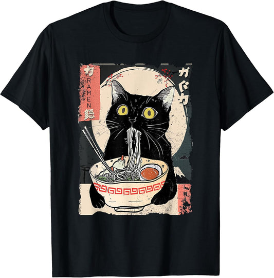 Cat Eating Ramen Vintage Japanese Noodles