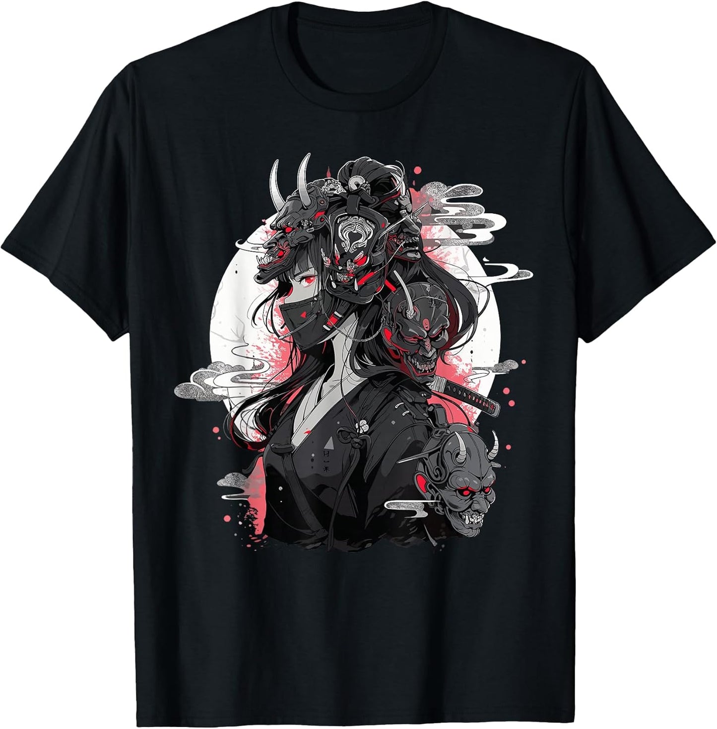 Anime Girl Gothic Waifu Japanese Kawaii Otaku Oni Mask T-Shirt