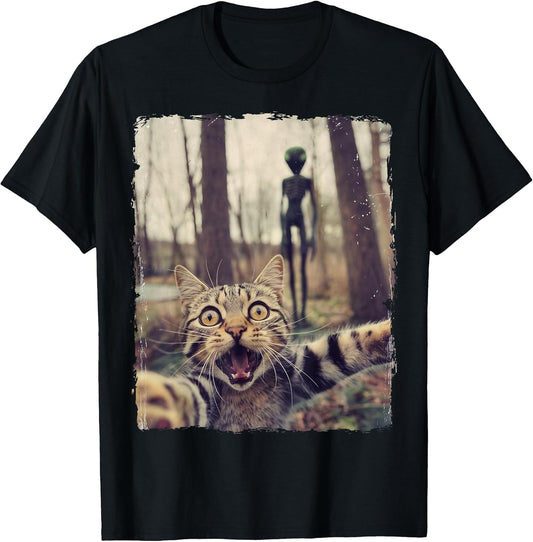 Cat Selfie With Alien Apparel Gifts Graphic Tees