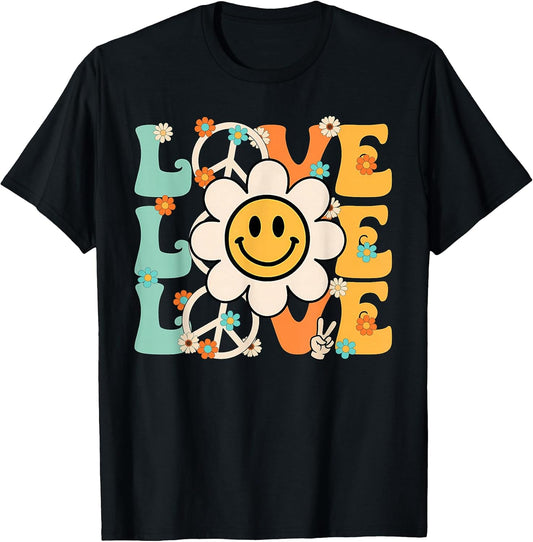 Peace Sign Love Flower 60S 70S Tie Dye Hippie Costume T-Shirt