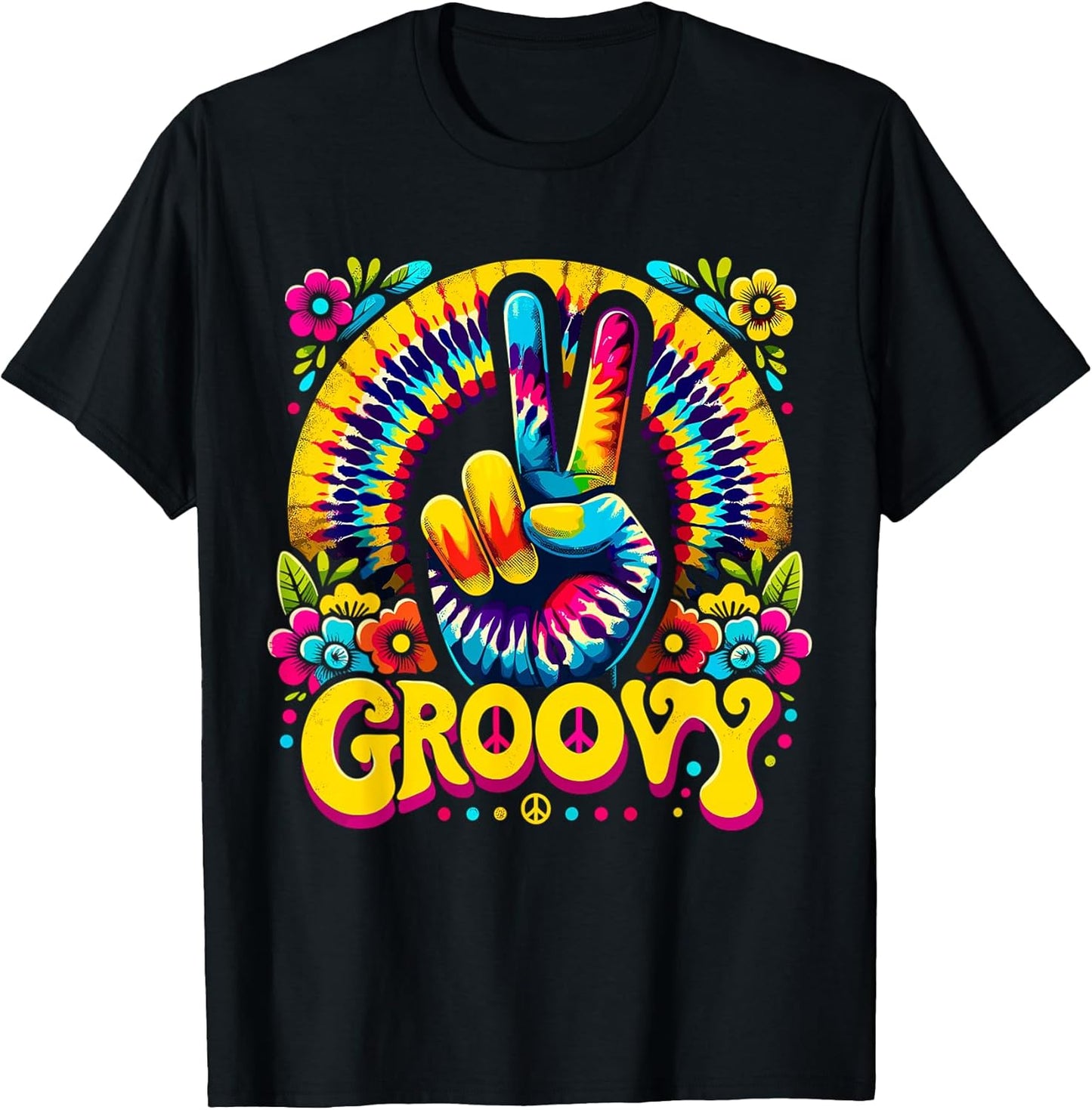 Tie Dye Groovy Peace Sign Hippie T-Shirt