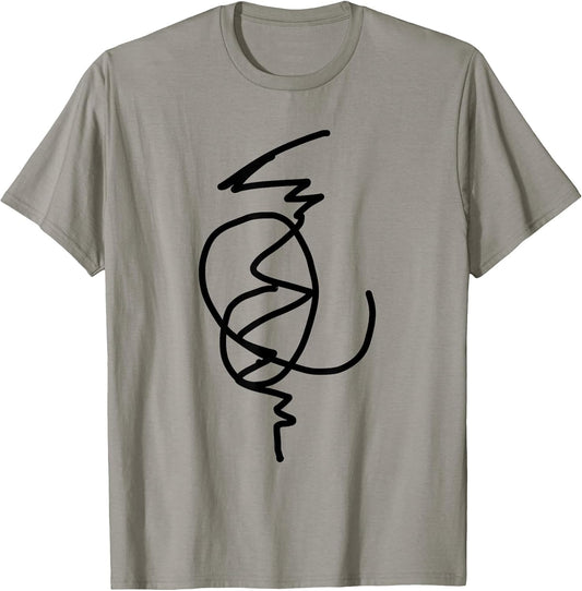 Face Abstract Line Art Drawing Minimalist Modern Grey T-Shirt