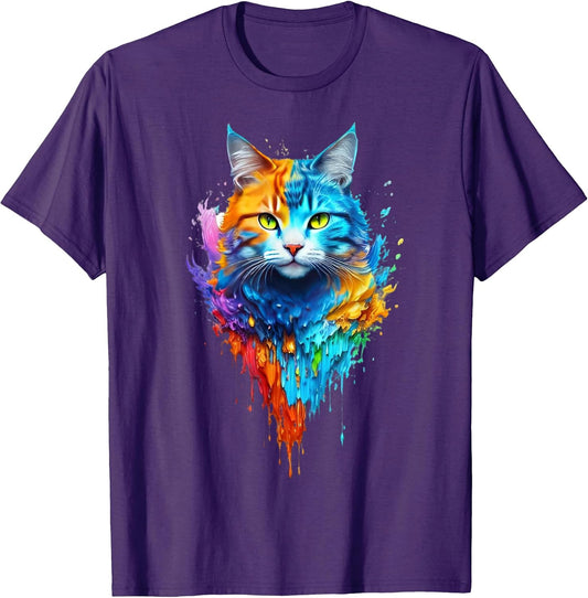 Cute Colorful Cat for kitten lovers art Kitty cats T-Shirt for Men Women Kids