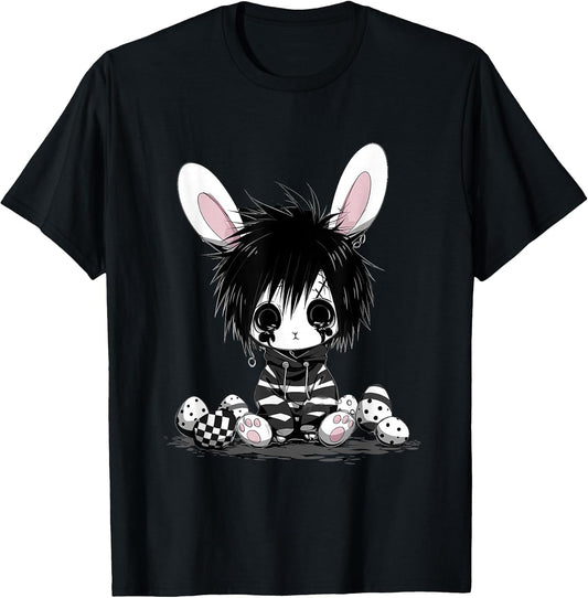 Emo Goth Black Easter Bunny K-Pop Boy Girl Teen Grunge Punk T-Shirt