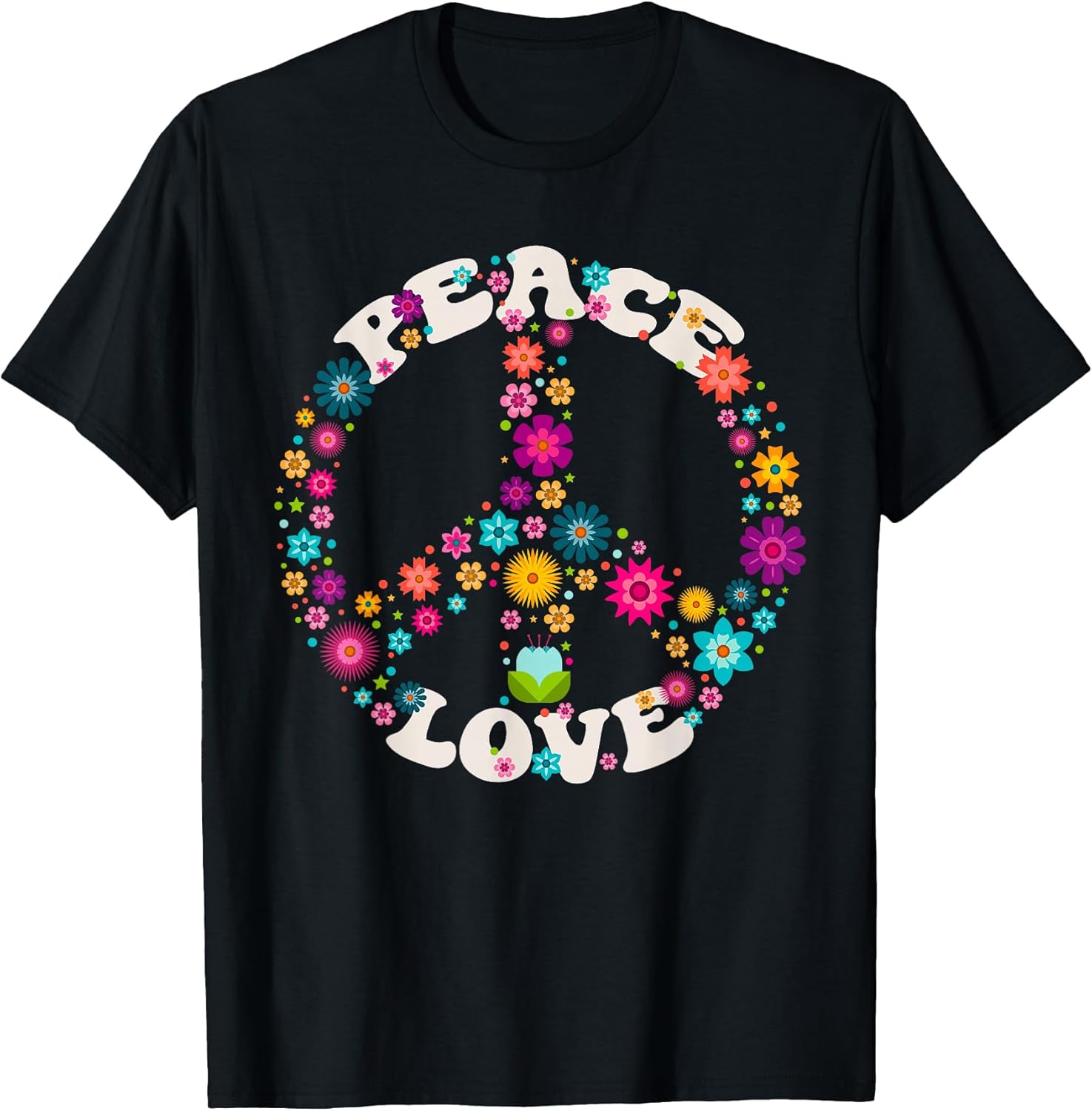 Peace Sign Love T Shirt 60s 70s Tie Dye Hippie Costume T-Shirt