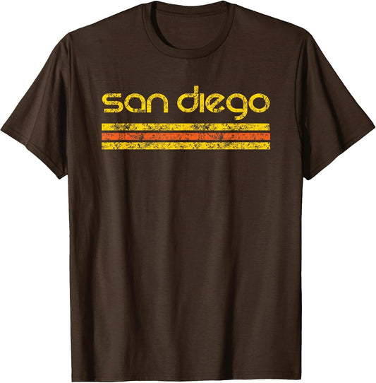 Vintage Weathered Brown Crew Neck Short Sleeve Classic Fit T-Shirt - Small - Unisex-Adults