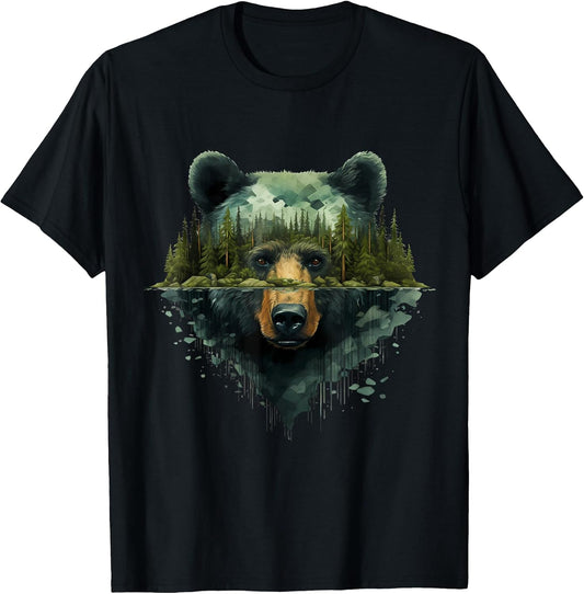 Bear Artwork Portrait Wildlife Forest Nature Animal Art T-Shirt