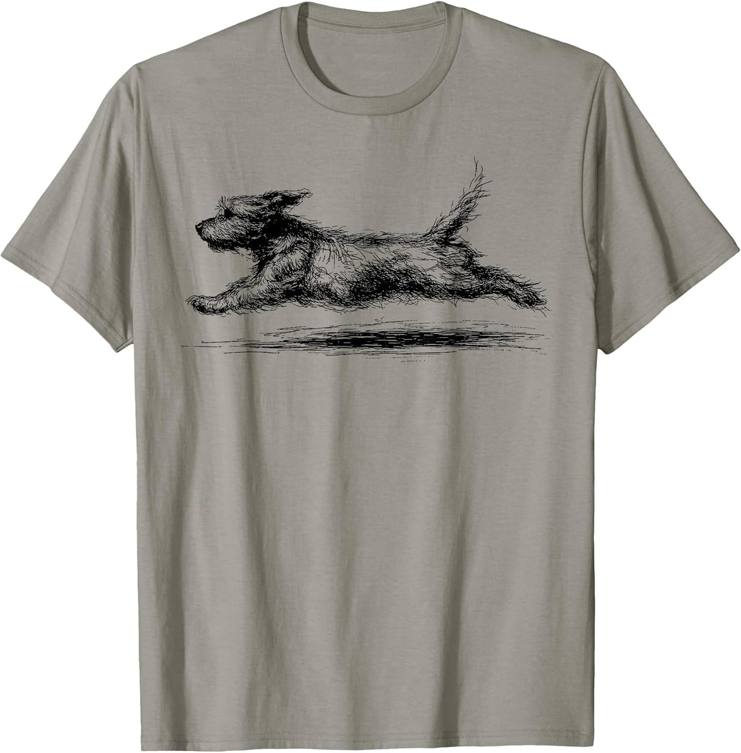 Retro Running Dog Sketch Sketch Minimalist Art T-Shirt