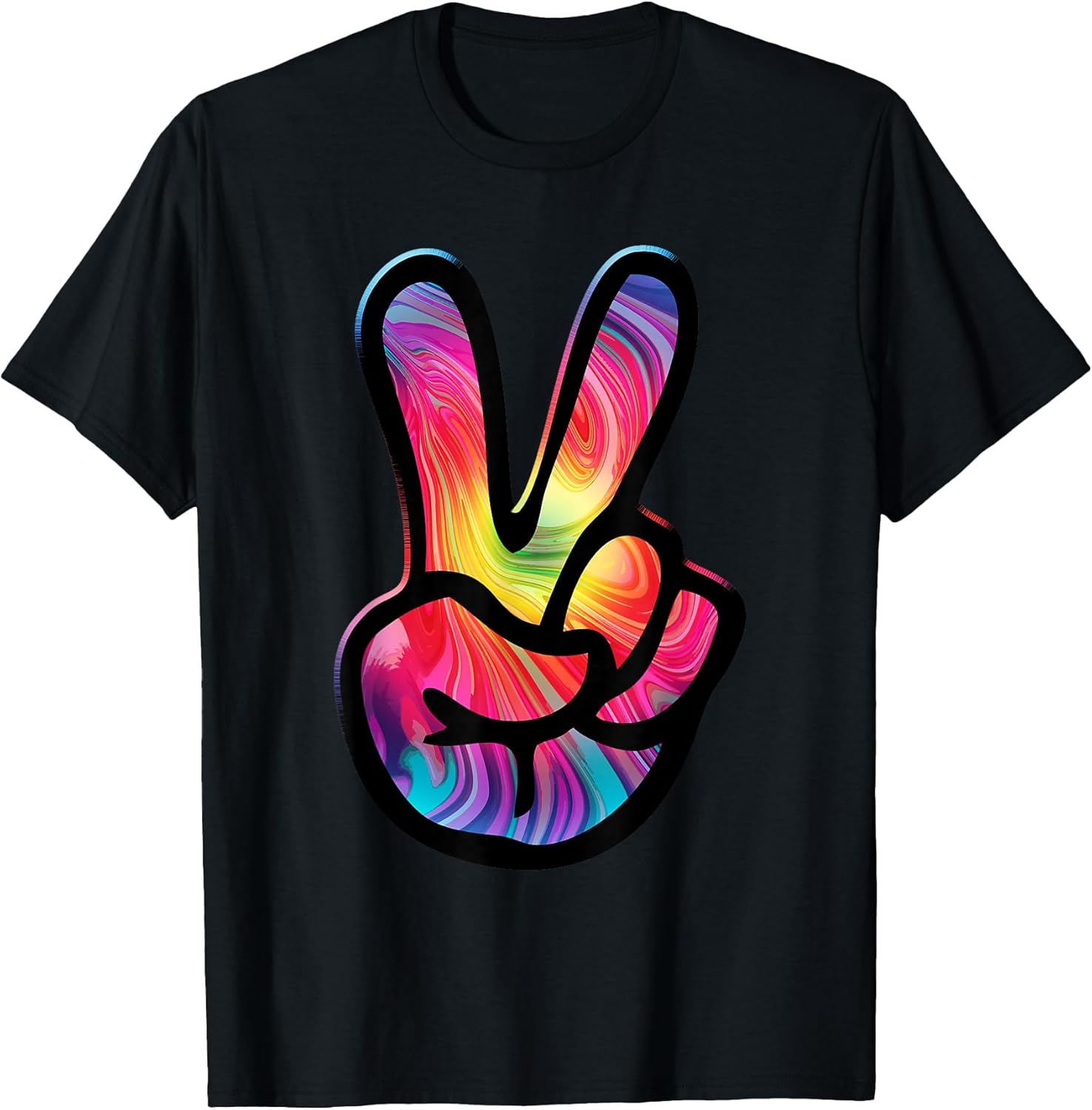 60s 70s Tie Dye Peace Hand Sign Shirt - Hippie T-Shirt