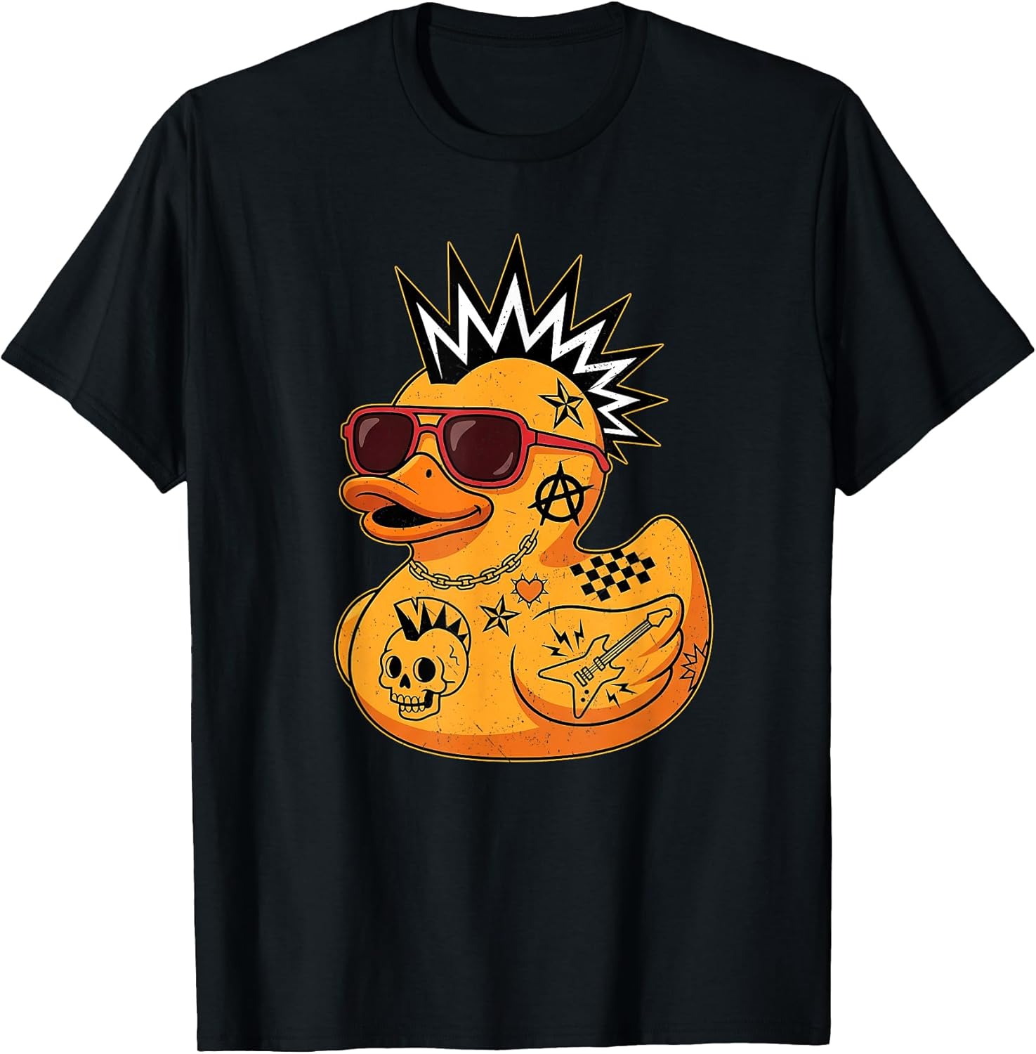 Mohawk Rubber Duck Punk Tattoos Rock Rocker Boys Kids Men T-Shirt