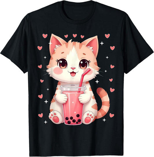 Cute Cat Kawaii Neko Bubble Tea Lovers Tees