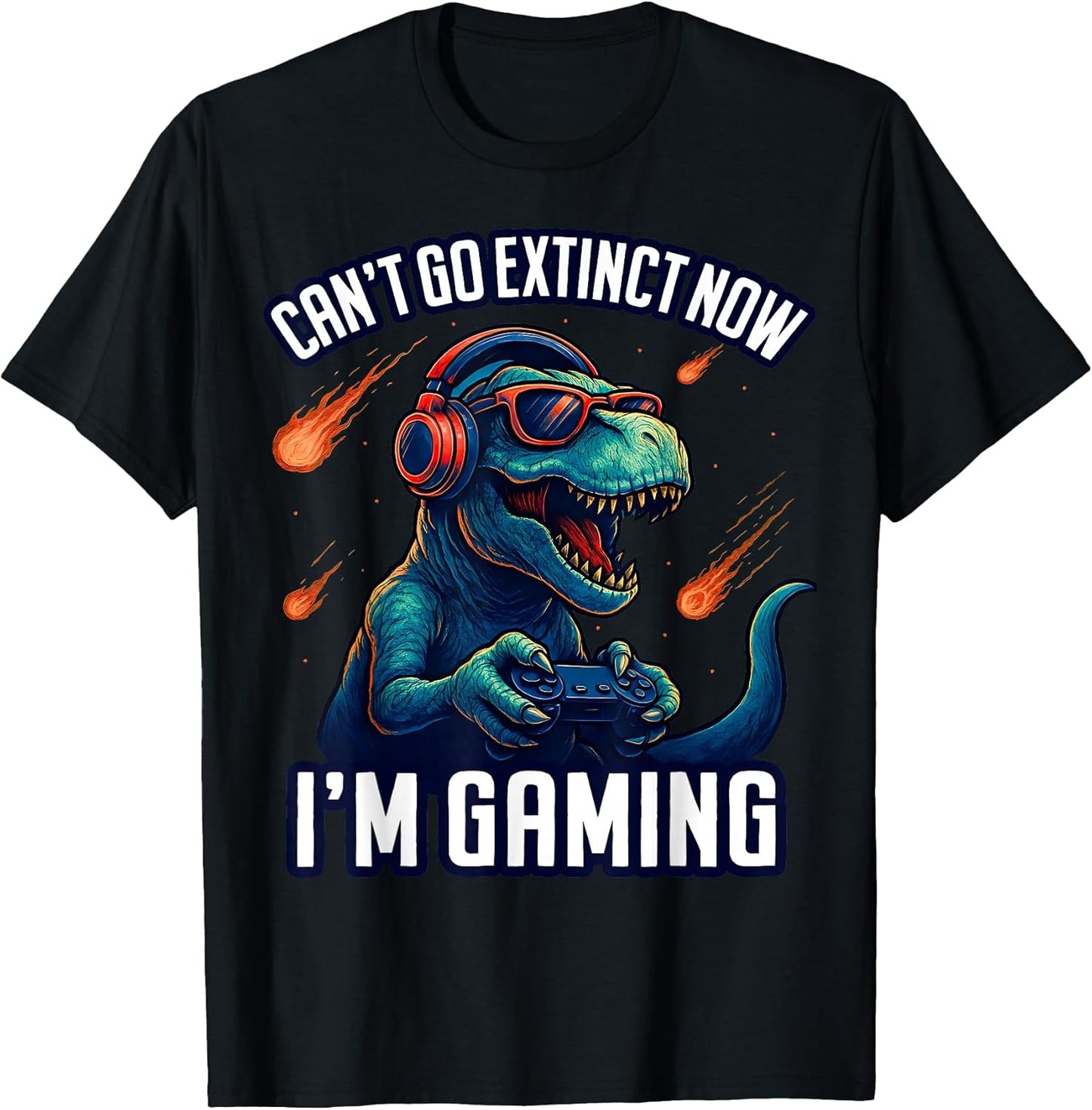 Funny Dinosaur Gamer Teens Boys Men Video Gaming T-Shirt