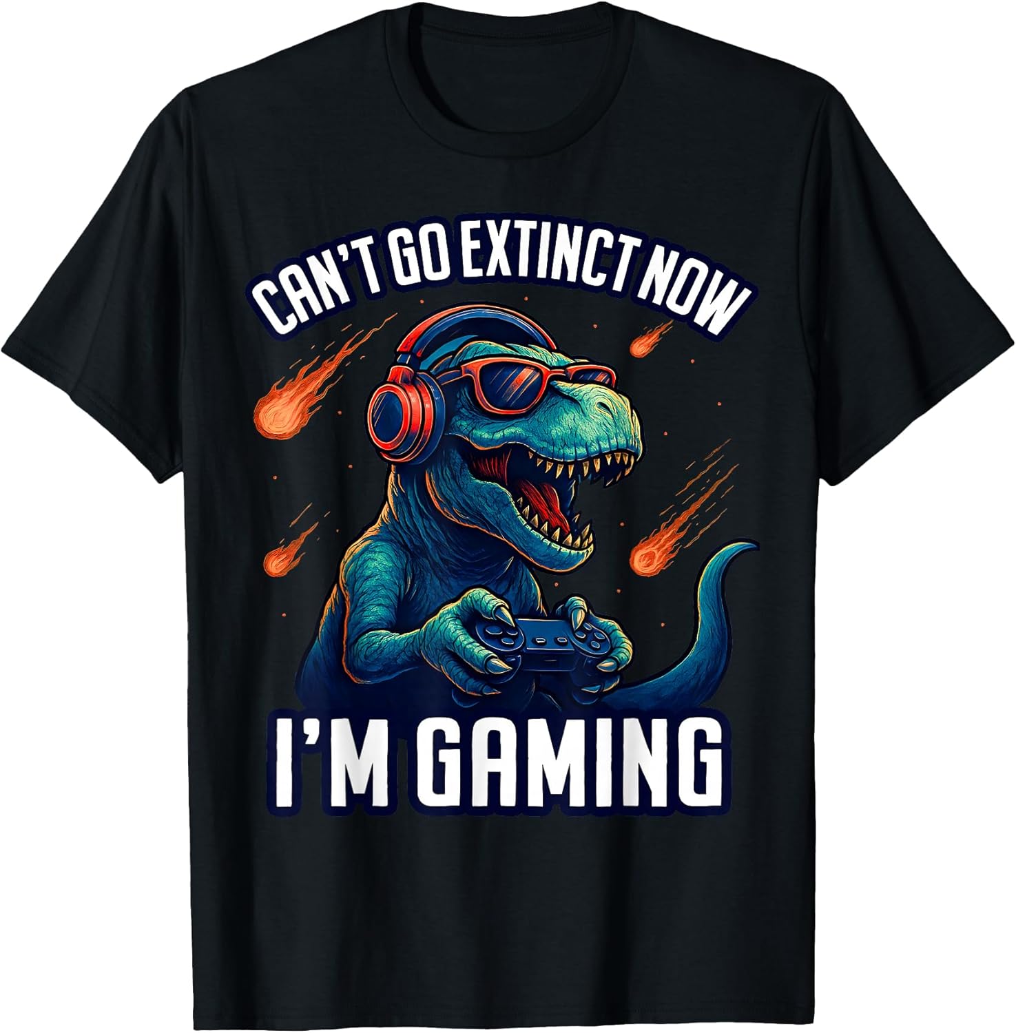Funny Dinosaur Gamer Teens Boys Men Video Gaming T-Shirt