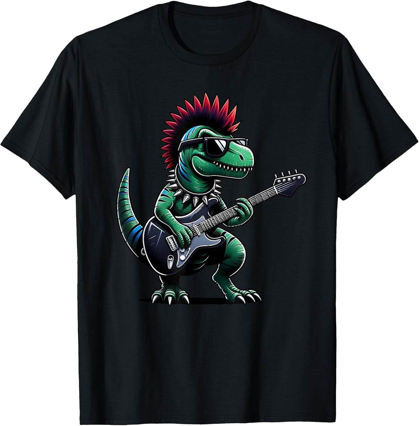 Cute Punk Dinosaur, Rock'n Roll Goth Dino, Guitar Band Funny T-Shirt