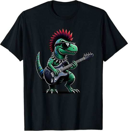 Cute Punk Dinosaur, Rock'n Roll Goth Dino, Guitar Band Funny T-Shirt