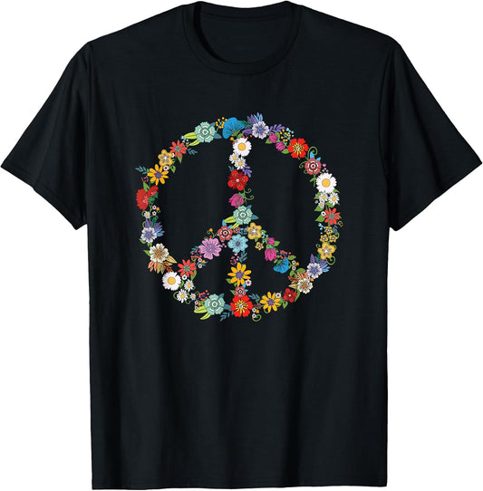 Love and Peace Flower Sign Hippie Lover Beautiful Cute Funny T-Shirt