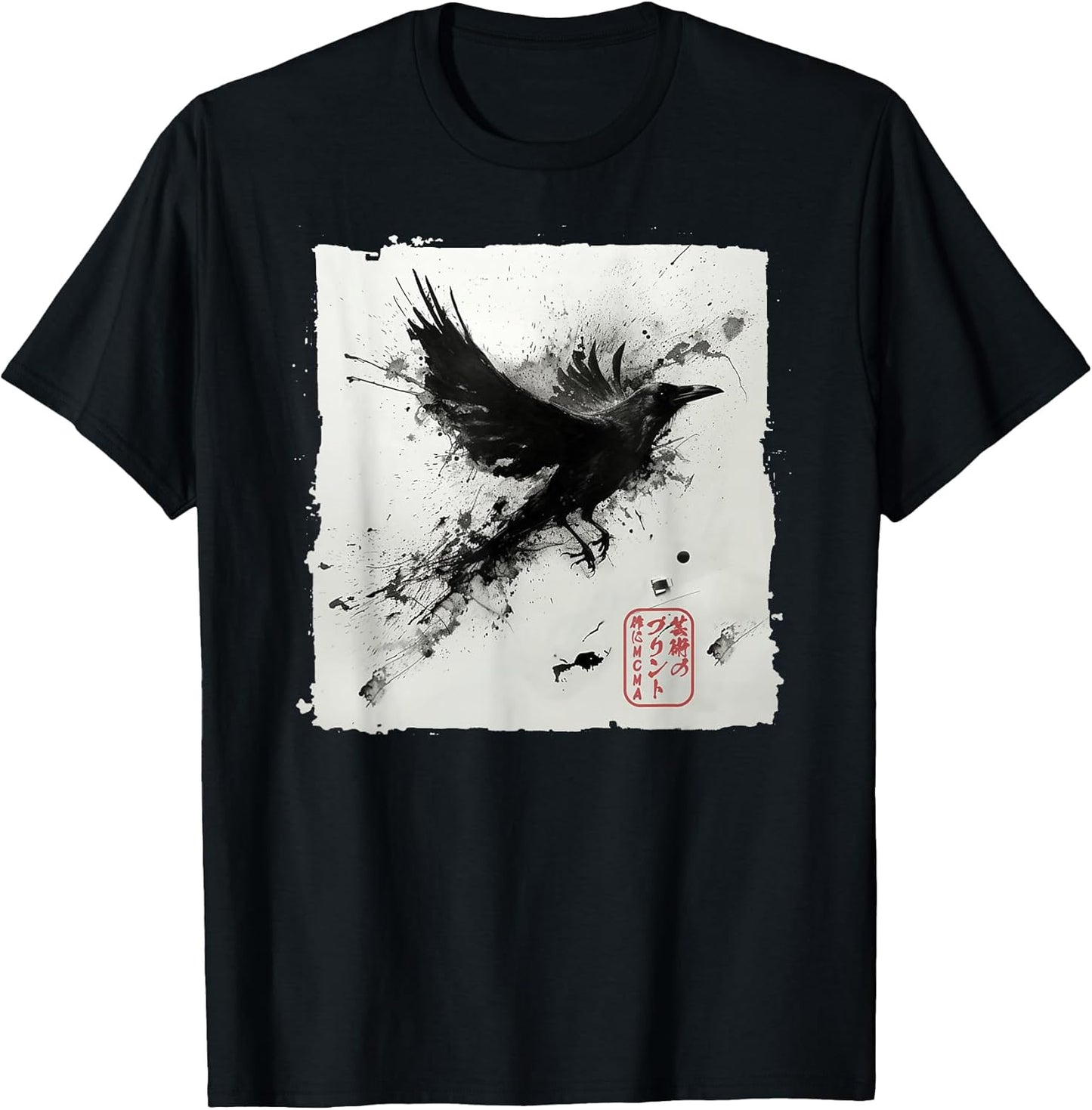 Japanese Art Ink Raven/Crow - Men, Women, Kids Graphic T-Shirt