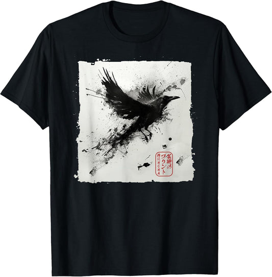 Japanese Art Ink Raven/Crow - Men, Women, Kids Graphic T-Shirt