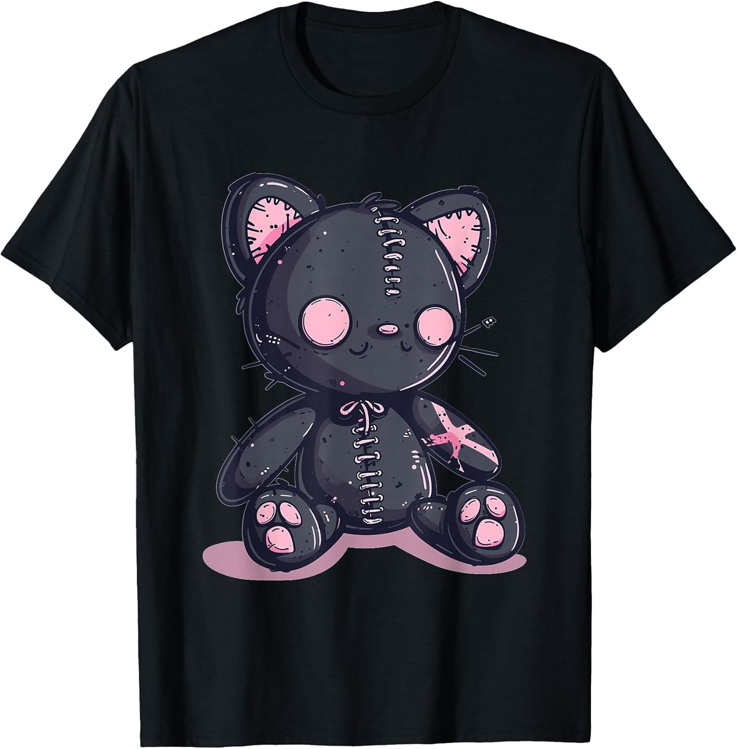 Goth Pastel Cute Creepy Kawaii Cat Kitten Voodoo Doll T-Shirt