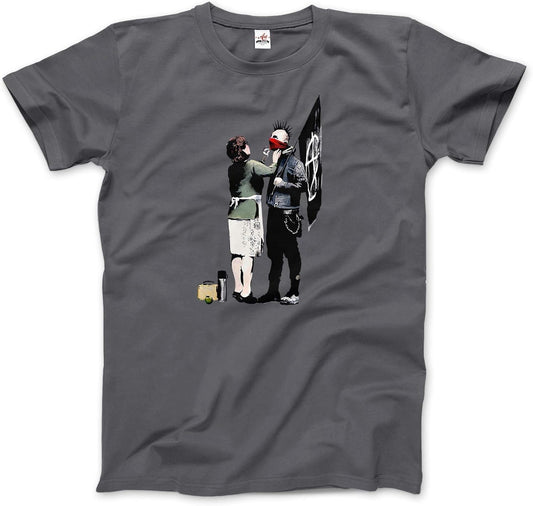 Banksy - Anarchist Punk and His Mother Artwork T-Shirt (Adults, Kids, Short & Long Sleeve) White