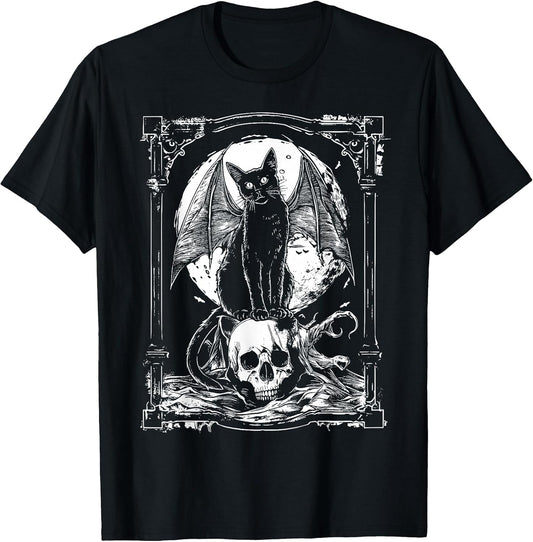 Bat Cat Skull | Occult Unholy Punk Goth Grunge Black Metal T-Shirt