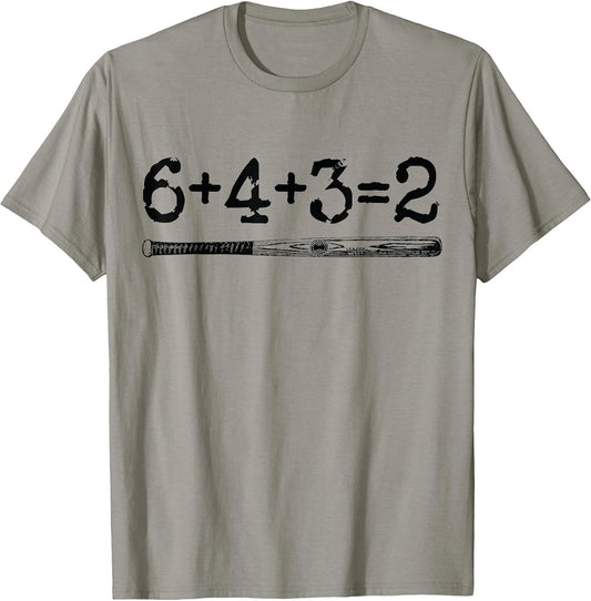Double Play 6 4 3 2 Vintage Baseball Math Softball Player T-Shirt
