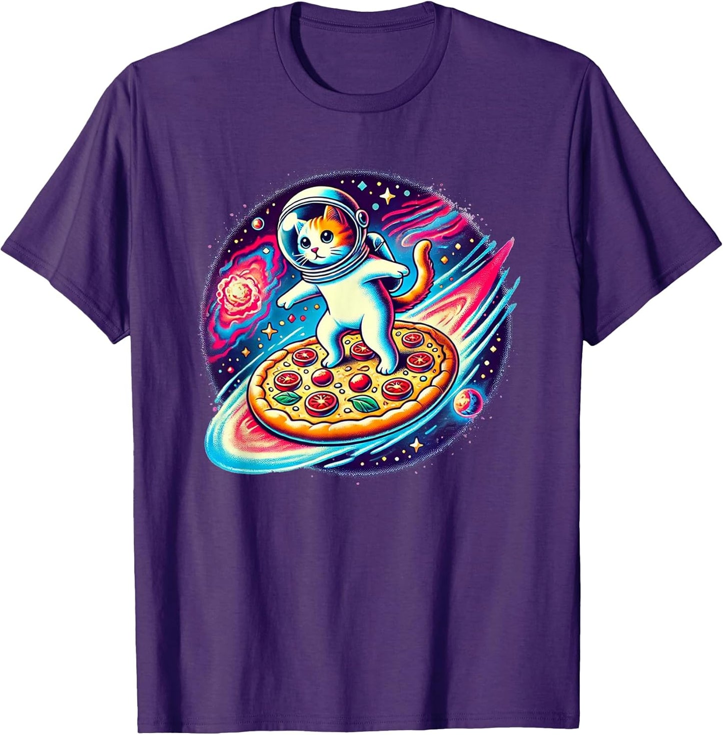 Space Cat - Cat Lover Kitten Owner Kitty Pizza Lover T-Shirt
