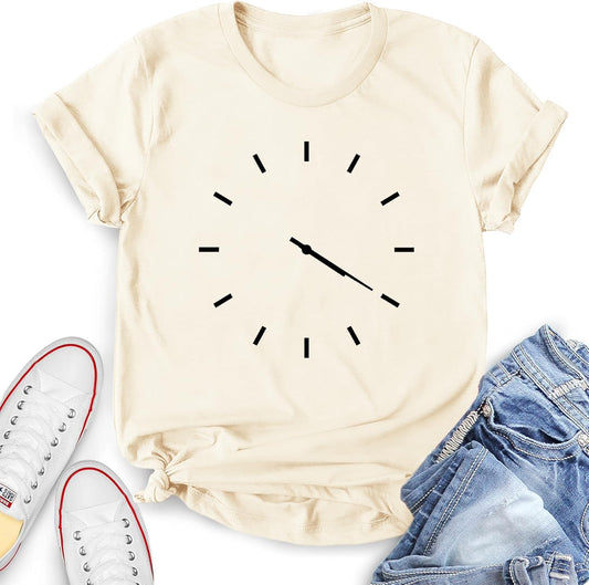 420 Shirt for Women Funny Clock Print Shirt Short Sleeve Loose Fit Tee Tops